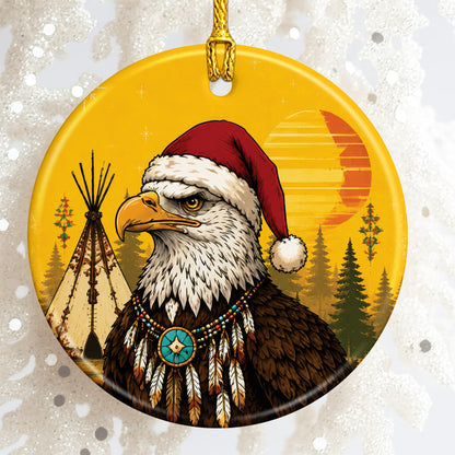 Native Inspired Eagle Christmas Ornament Ceramic Bald Eagle Holiday Tree Decoration Gift