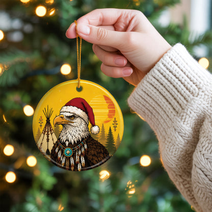 Native Inspired Eagle Christmas Ornament Ceramic Bald Eagle Holiday Tree Decoration Gift