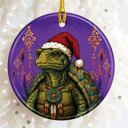 Native Inspired Turtle Christmas Ornament Ceramic Turtle Holiday Tree Decoration Gift