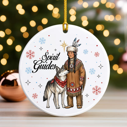 Personalized Native Spirit Guides Ceramic Ornament, Indigenous Inspired Christmas Gift - Custom Name