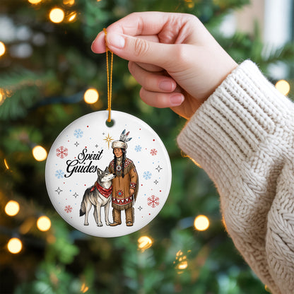 Personalized Native Spirit Guides Ceramic Ornament, Indigenous Inspired Christmas Gift - Custom Name