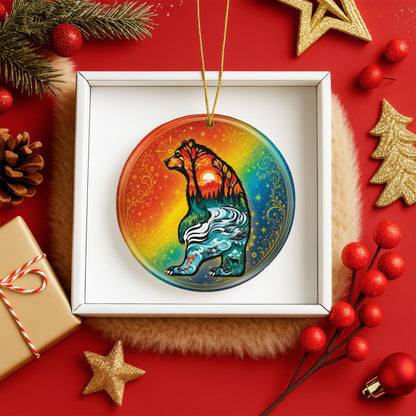Spirit Bear Christmas Ornament Native Inspired Ceramic Wildlife Holiday Tree Decoration Gift
