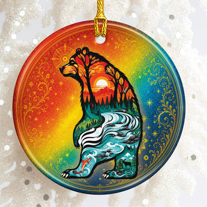 Spirit Bear Christmas Ornament Native Inspired Ceramic Wildlife Holiday Tree Decoration Gift