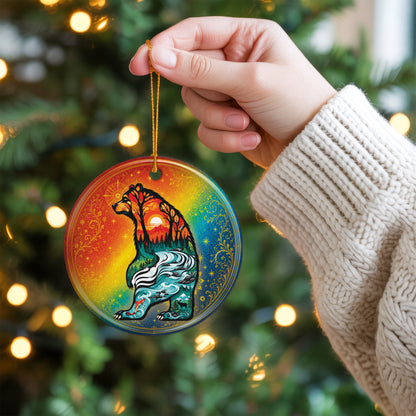 Spirit Bear Christmas Ornament Native Inspired Ceramic Wildlife Holiday Tree Decoration Gift