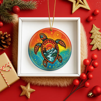 Spirit Turtle Christmas Ornament Native Inspired Ceramic Sea Holiday Tree Decoration Gift