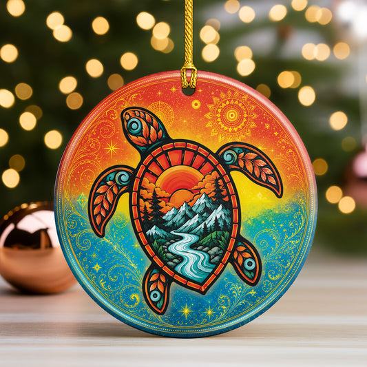 Spirit Turtle Christmas Ornament Native Inspired Ceramic Sea Holiday Tree Decoration Gift