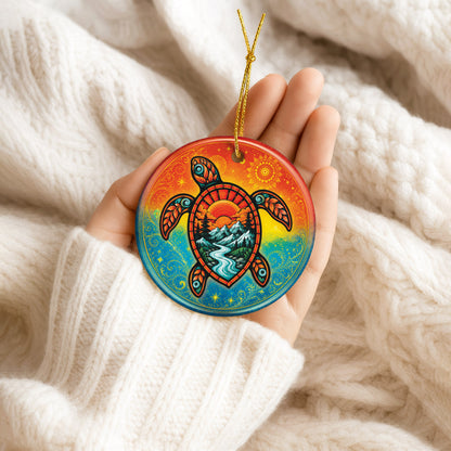 Spirit Turtle Christmas Ornament Native Inspired Ceramic Sea Holiday Tree Decoration Gift