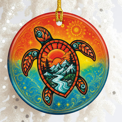 Spirit Turtle Christmas Ornament Native Inspired Ceramic Sea Holiday Tree Decoration Gift