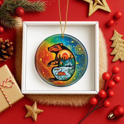 Spirit Beaver Christmas Ornament Native Inspired Ceramic Holiday Tree Decoration Gift