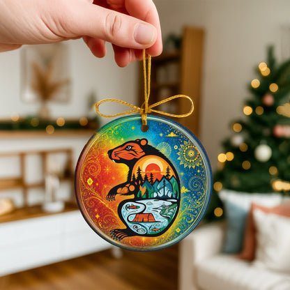 Spirit Beaver Christmas Ornament Native Inspired Ceramic Holiday Tree Decoration Gift
