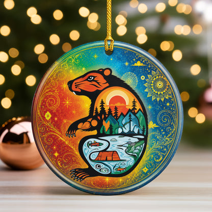 Spirit Animals Christmas Ornament Native Inspired Ceramic Holiday Decoration Gift