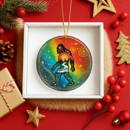 Spirit Bigfoot Christmas Ornament Native Inspired Ceramic Sasquatch Holiday Tree Decoration Gift