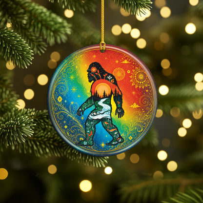 Spirit Bigfoot Christmas Ornament Native Inspired Ceramic Sasquatch Holiday Tree Decoration Gift