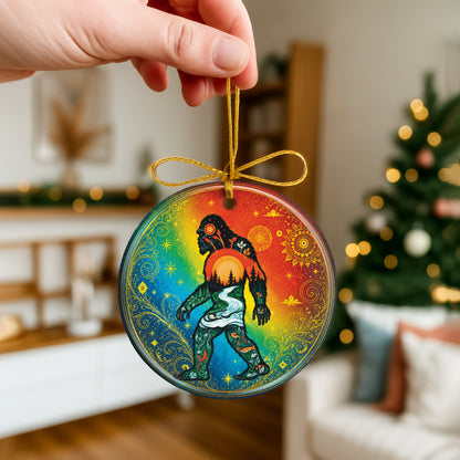 Spirit Bigfoot Christmas Ornament Native Inspired Ceramic Sasquatch Holiday Tree Decoration Gift