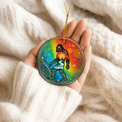 Spirit Bigfoot Christmas Ornament Native Inspired Ceramic Sasquatch Holiday Tree Decoration Gift