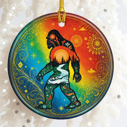 Spirit Bigfoot Christmas Ornament Native Inspired Ceramic Sasquatch Holiday Tree Decoration Gift