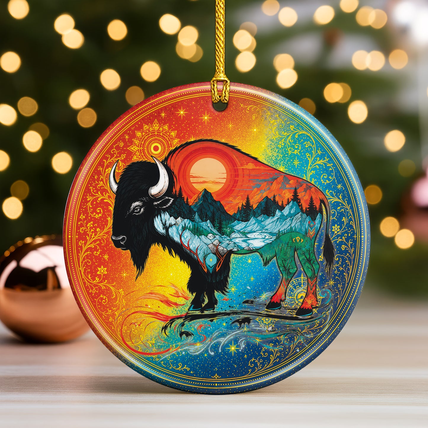 Spirit Animals Christmas Ornament Native Inspired Ceramic Holiday Decoration Gift