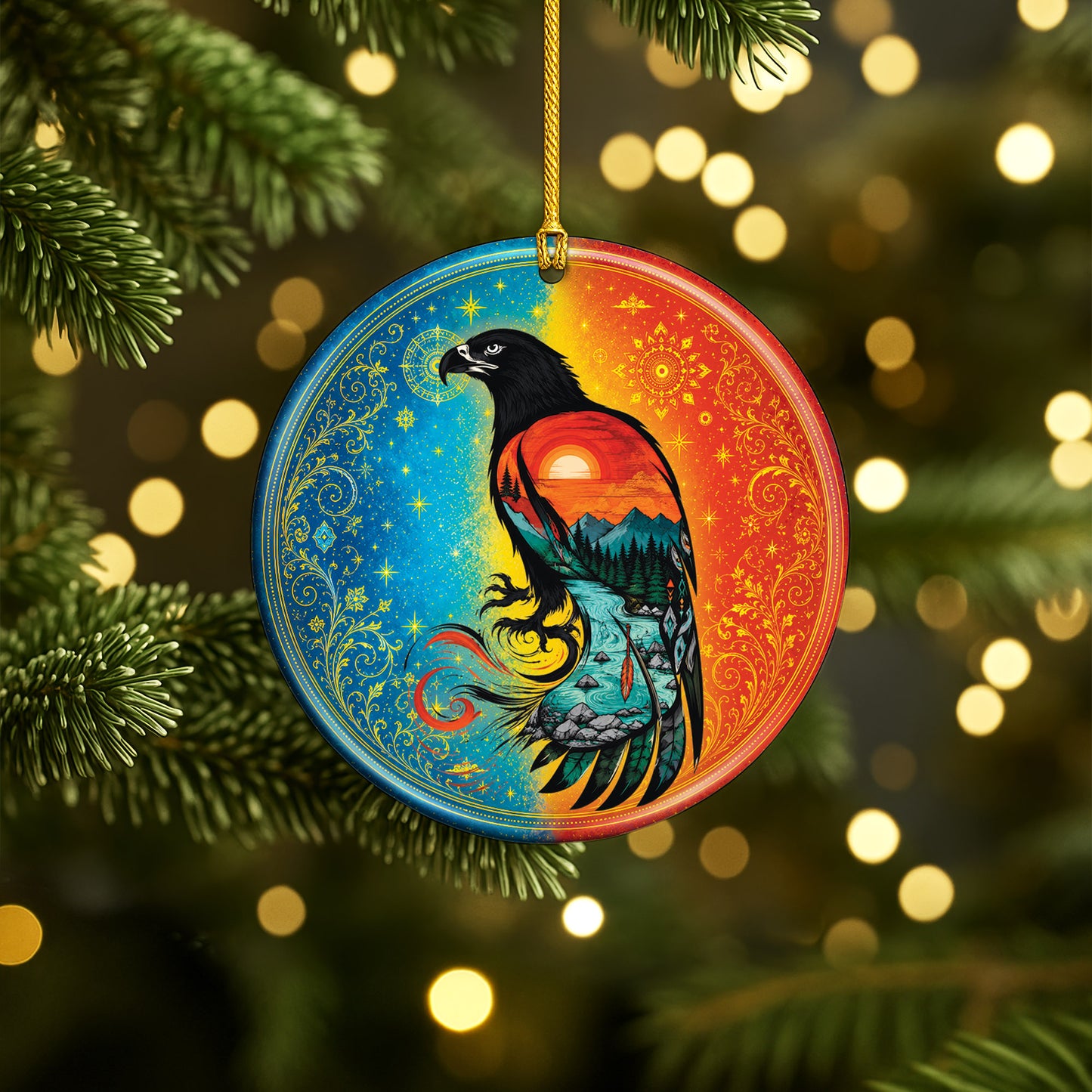 Spirit Eagle Christmas Ornament Native Inspired Ceramic Holiday Decoration Gift
