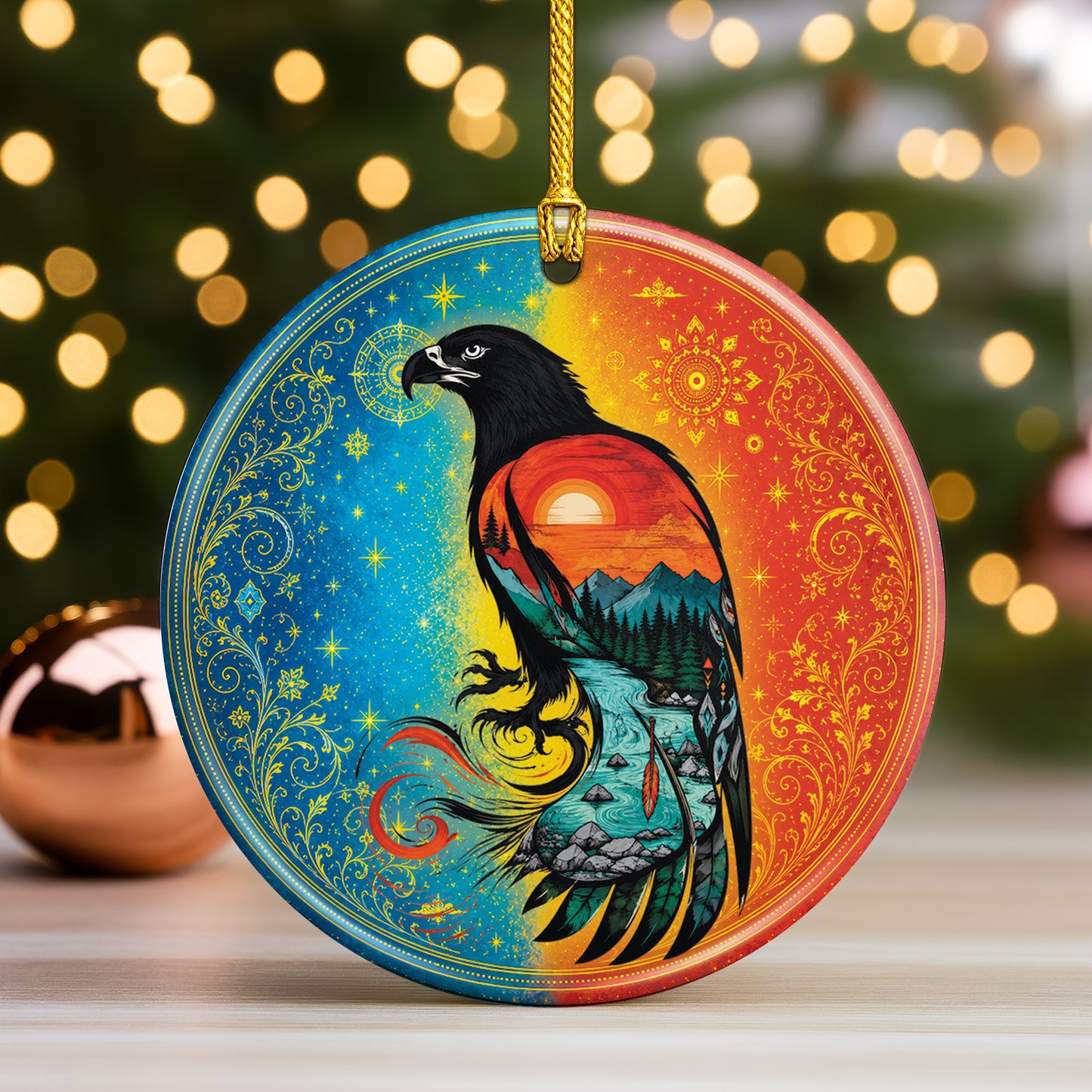 Spirit Eagle Christmas Ornament Native Inspired Ceramic Holiday Decoration Gift