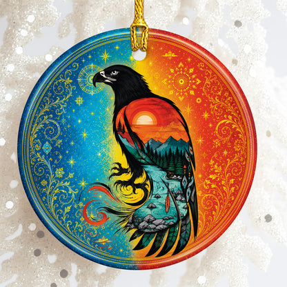 Spirit Eagle Christmas Ornament Native Inspired Ceramic Holiday Decoration Gift