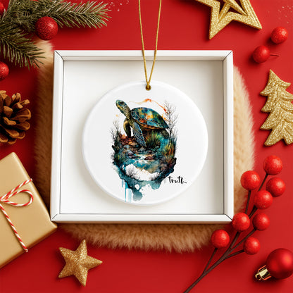 Truth Sea Turtle Ceramic Christmas Ornament Watercolor Ocean Holiday Decoration Gift