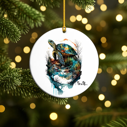 Truth Sea Turtle Ceramic Christmas Ornament Watercolor Ocean Holiday Decoration Gift