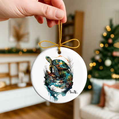 Truth Sea Turtle Ceramic Christmas Ornament Watercolor Ocean Holiday Decoration Gift