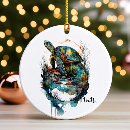 Truth Sea Turtle Ceramic Christmas Ornament Watercolor Ocean Holiday Decoration Gift
