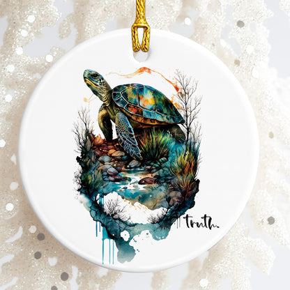 Truth Sea Turtle Ceramic Christmas Ornament Watercolor Ocean Holiday Decoration Gift