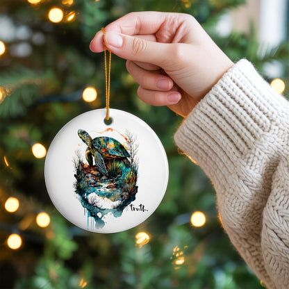 Truth Sea Turtle Ceramic Christmas Ornament Watercolor Ocean Holiday Decoration Gift