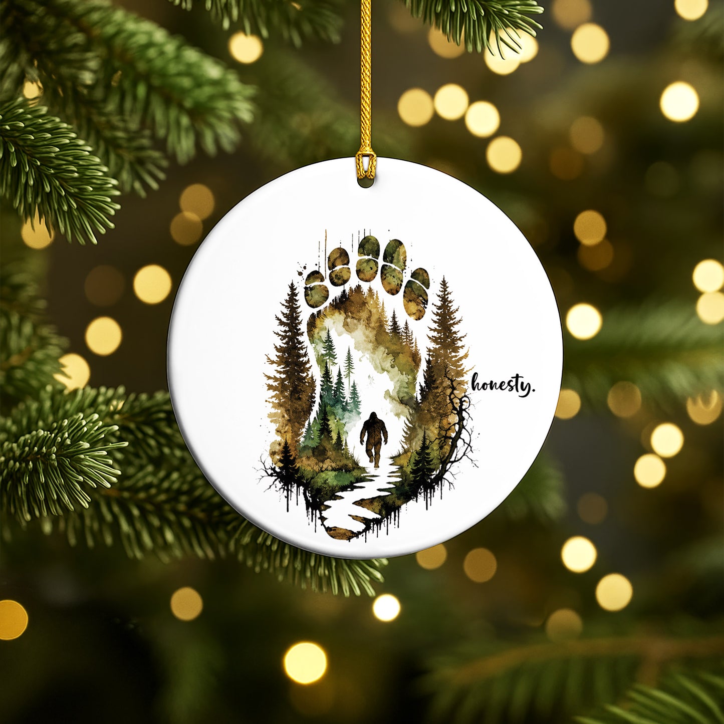 Honesty Bear Paw Ceramic Christmas Ornament Wildlife Forest Holiday Tree Decoration Gift
