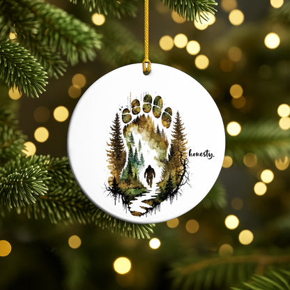 Honesty Bear Paw Ceramic Christmas Ornament Wildlife Forest Holiday Tree Decoration Gift