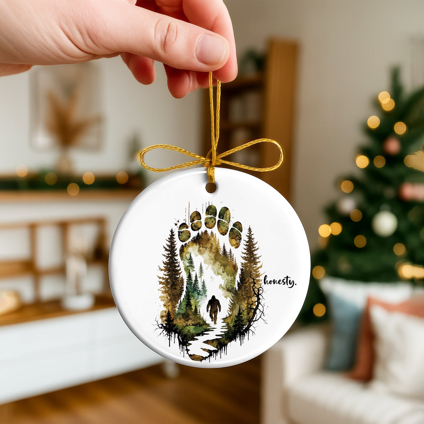 Honesty Bear Paw Ceramic Christmas Ornament Wildlife Forest Holiday Tree Decoration Gift