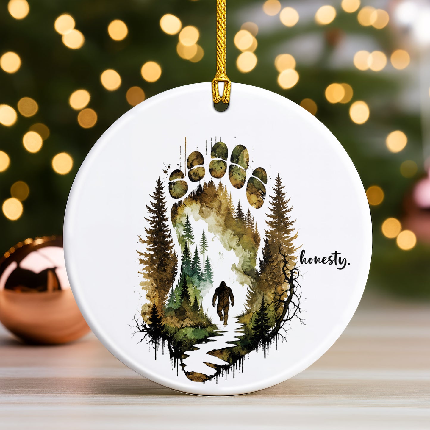 Honesty Bear Paw Ceramic Christmas Ornament Wildlife Forest Holiday Tree Decoration Gift
