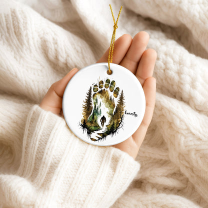 Honesty Bear Paw Ceramic Christmas Ornament Wildlife Forest Holiday Tree Decoration Gift