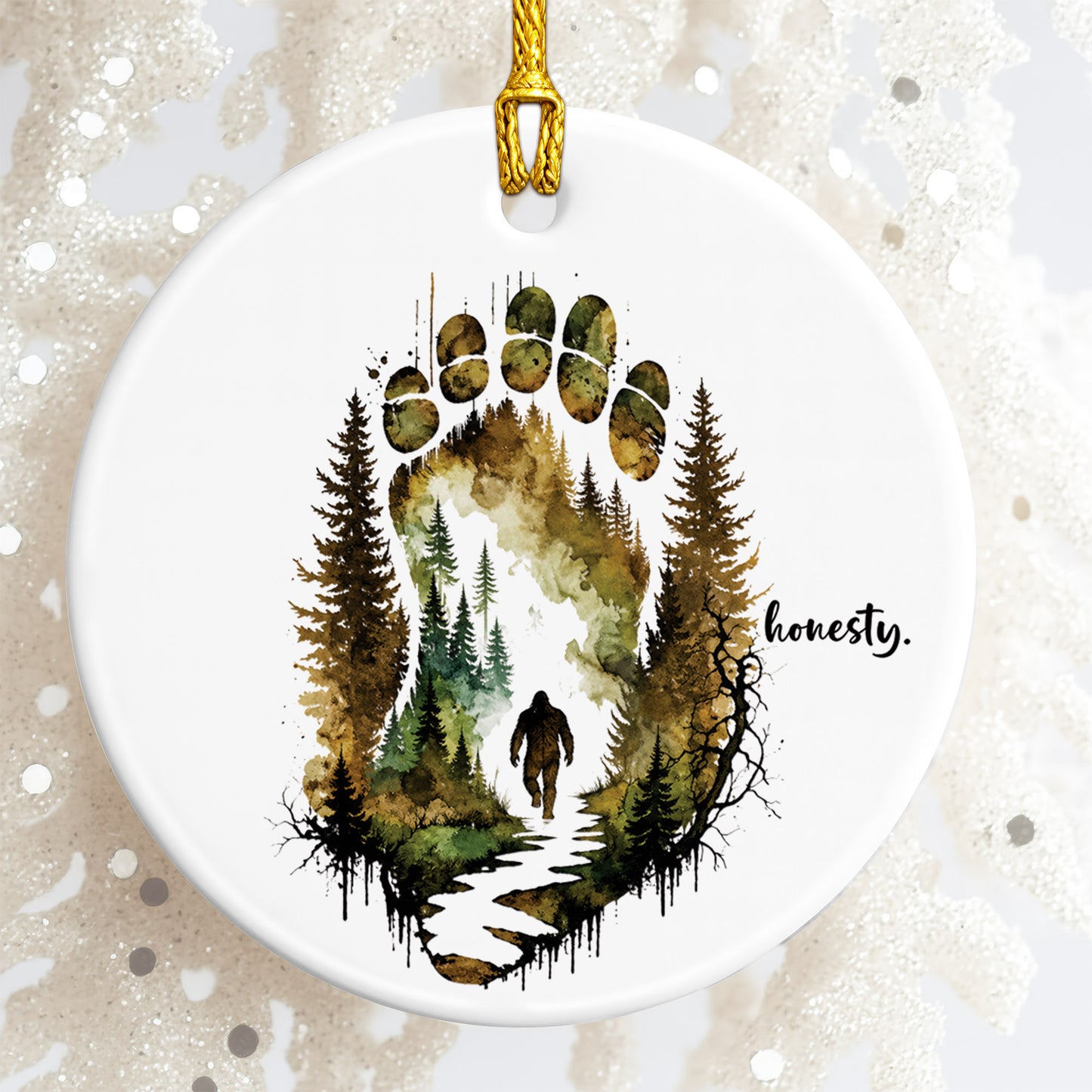Honesty Bear Paw Ceramic Christmas Ornament Wildlife Forest Holiday Tree Decoration Gift