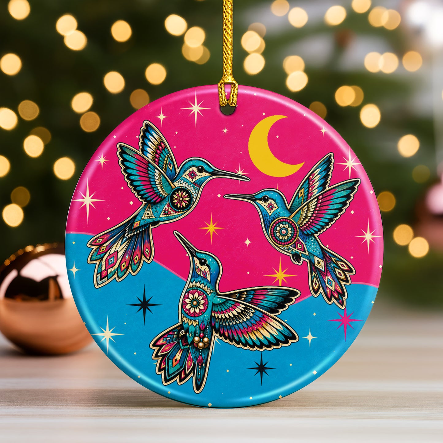 Sacred Hummingbird Spirit Ceramic Ornament Native Inspired Christmas Tree Decor