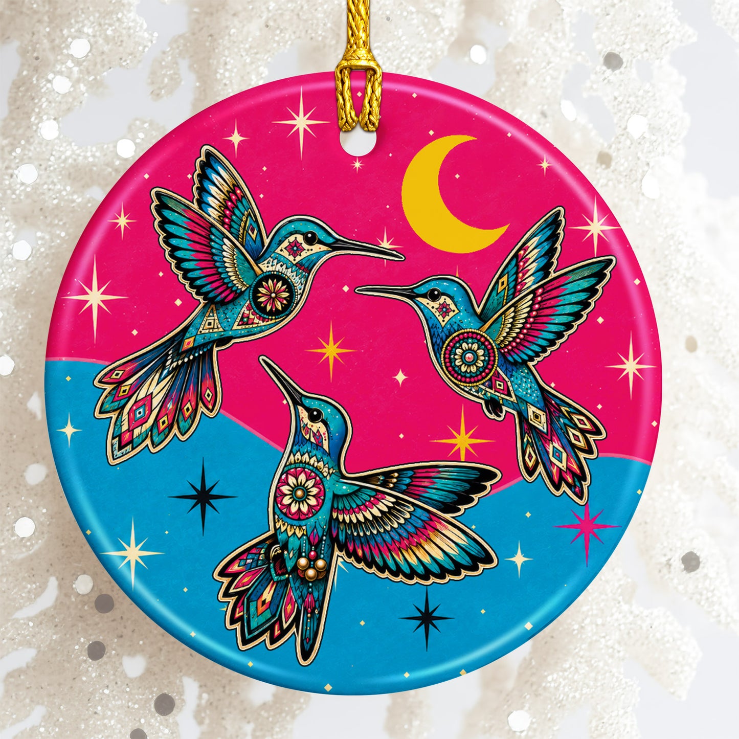 Sacred Hummingbird Spirit Ceramic Ornament Native Inspired Christmas Tree Decor