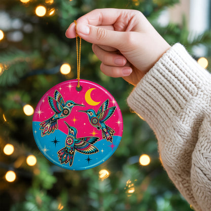 Sacred Hummingbird Spirit Ceramic Ornament Native Inspired Christmas Tree Decor