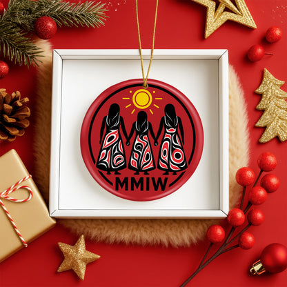 MMIW Inspired Ceramic Ornament Indigenous Women Holiday Decor