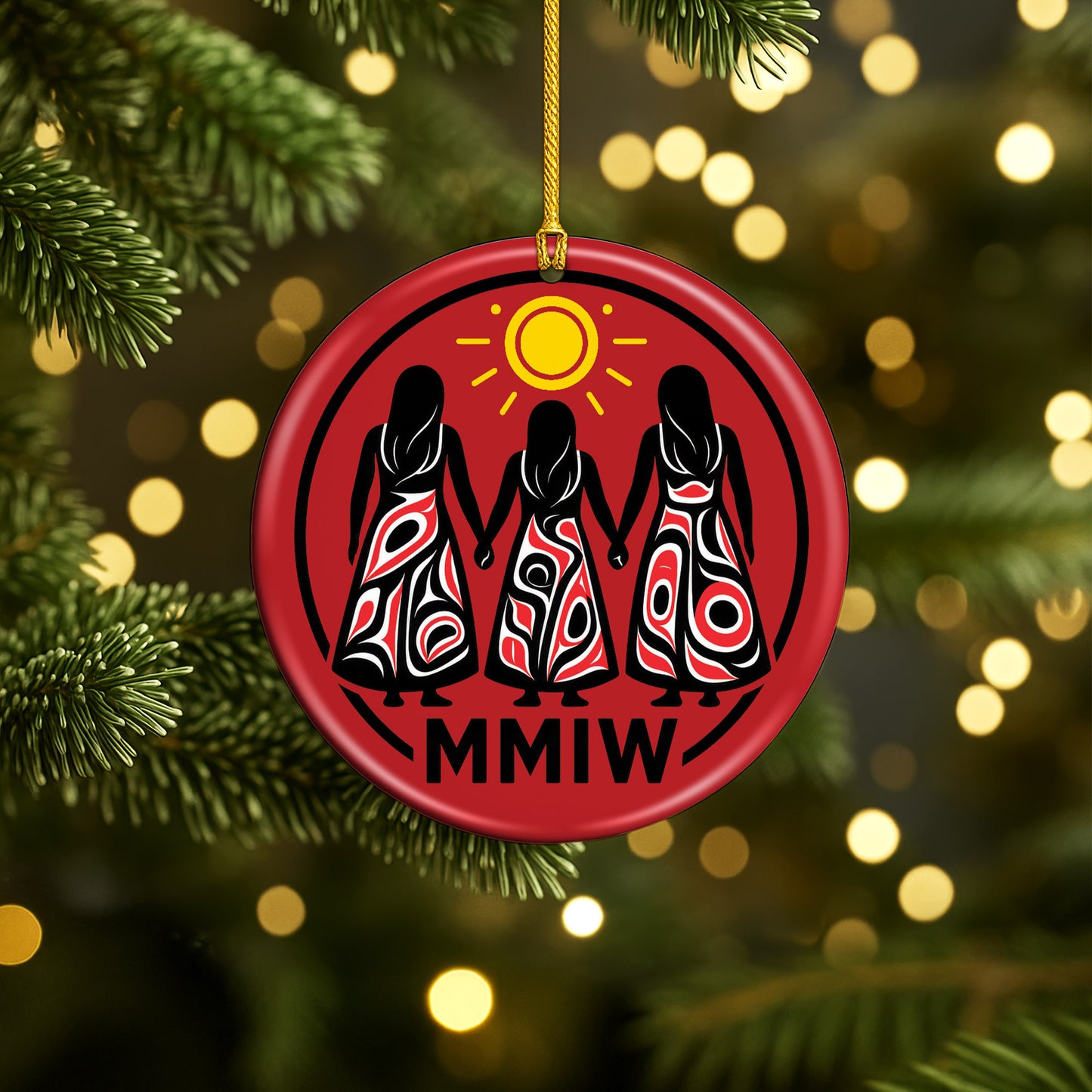MMIW Inspired Ceramic Ornament Indigenous Women Holiday Decor