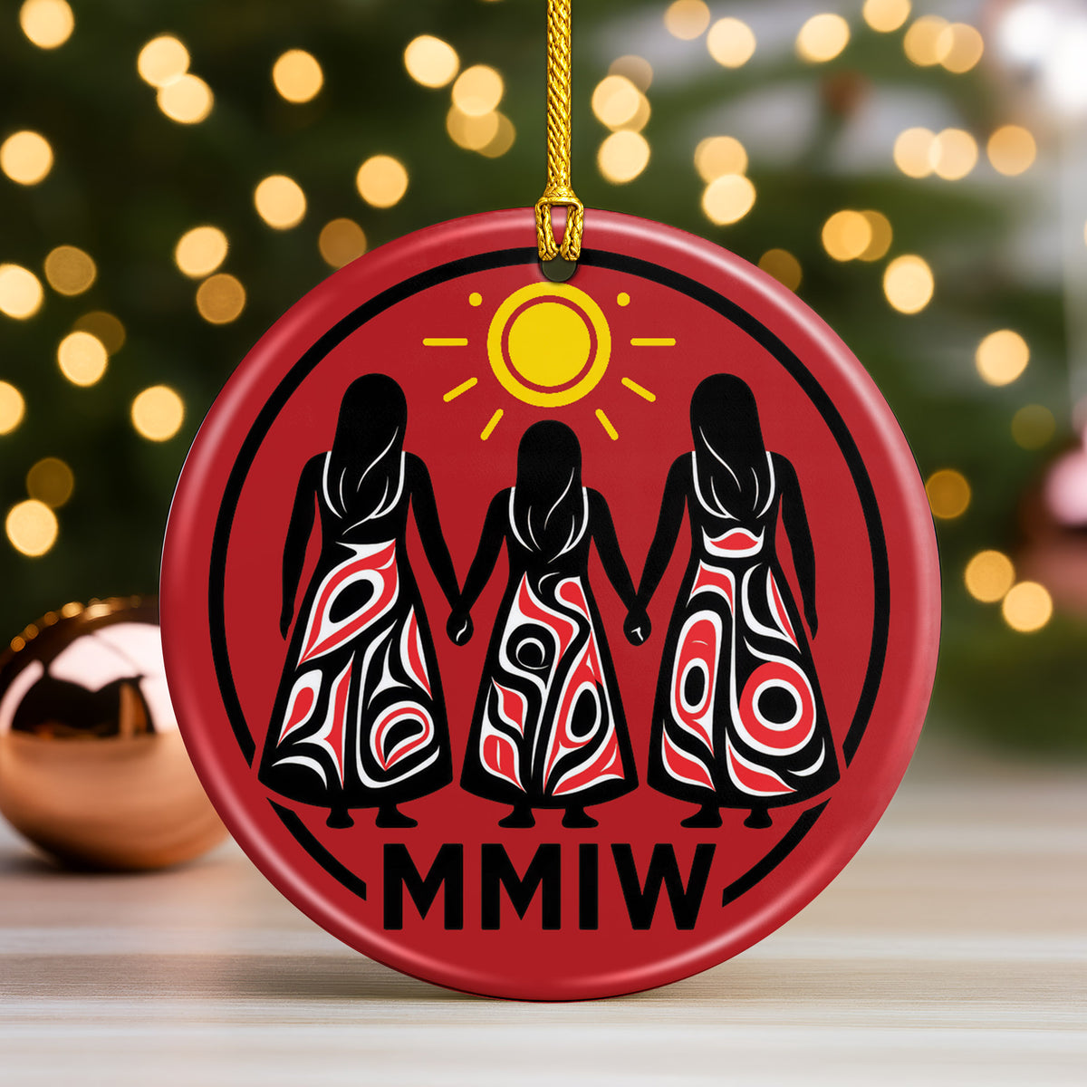 MMIW Inspired Ceramic Ornament Indigenous Women Holiday Decor
