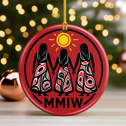 MMIW Inspired Ceramic Ornament Indigenous Women Holiday Decor