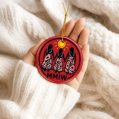 MMIW Inspired Ceramic Ornament Indigenous Women Holiday Decor