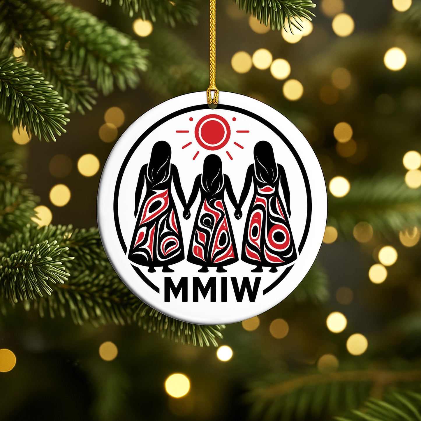 MMIW Inspired Ceramic Ornament Indigenous Women Holiday Decor