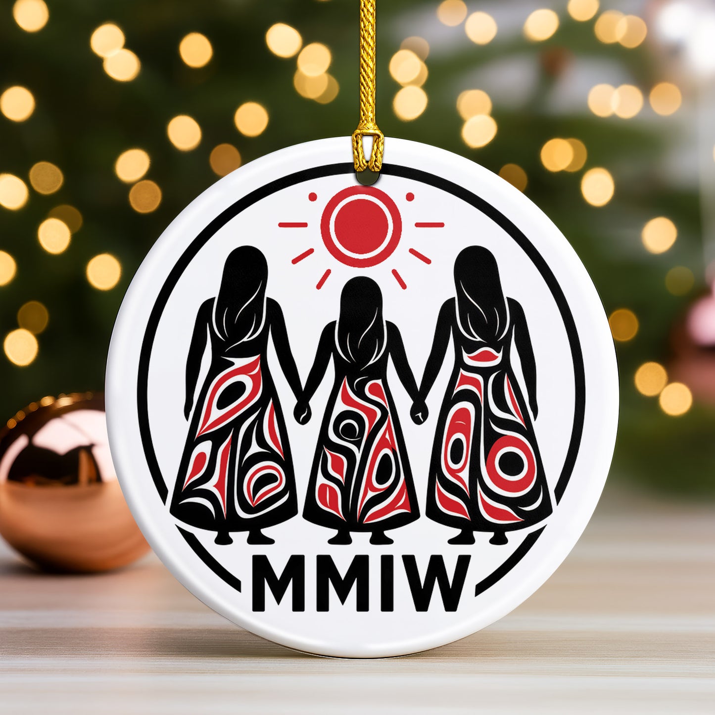 MMIW Inspired Ceramic Ornament Indigenous Women Holiday Decor