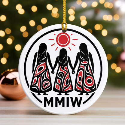 MMIW Inspired Ceramic Ornament Indigenous Women Holiday Decor