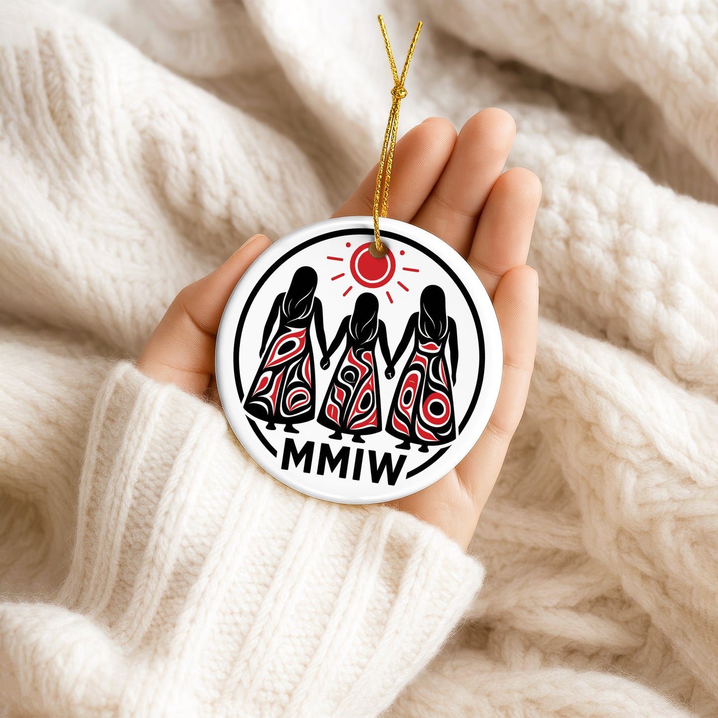 MMIW Inspired Ceramic Ornament Indigenous Women Holiday Decor