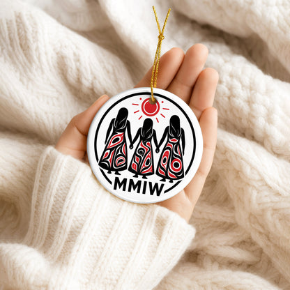 MMIW Inspired Ceramic Ornament Indigenous Women Holiday Decor