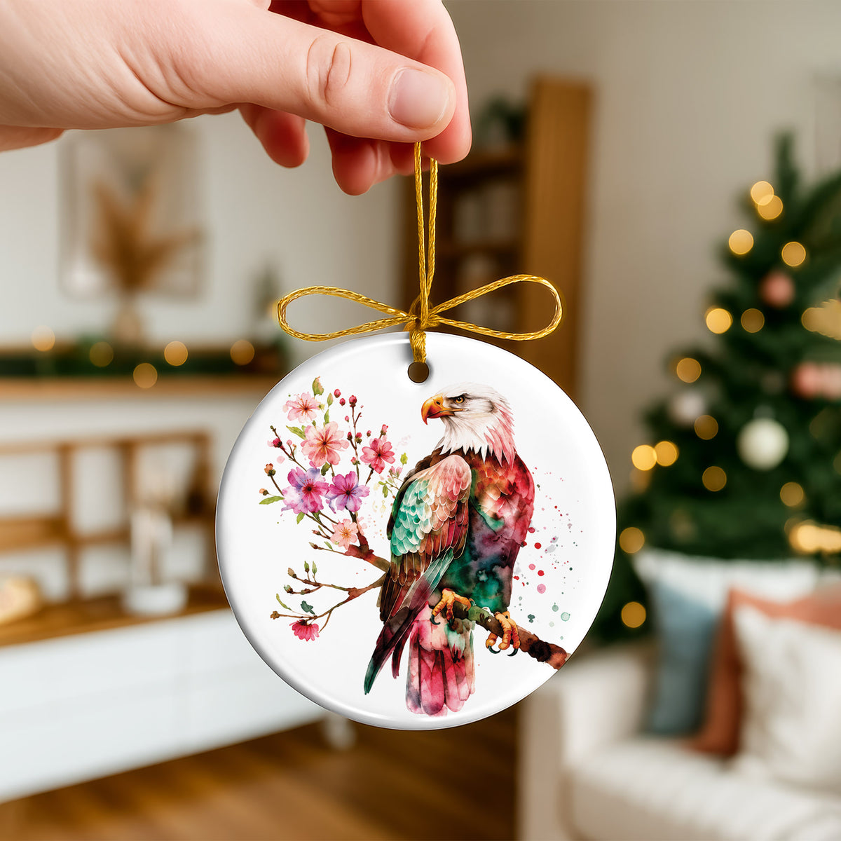 Eagle Ceramic Christmas Ornament - Native Inspired Holiday Decor